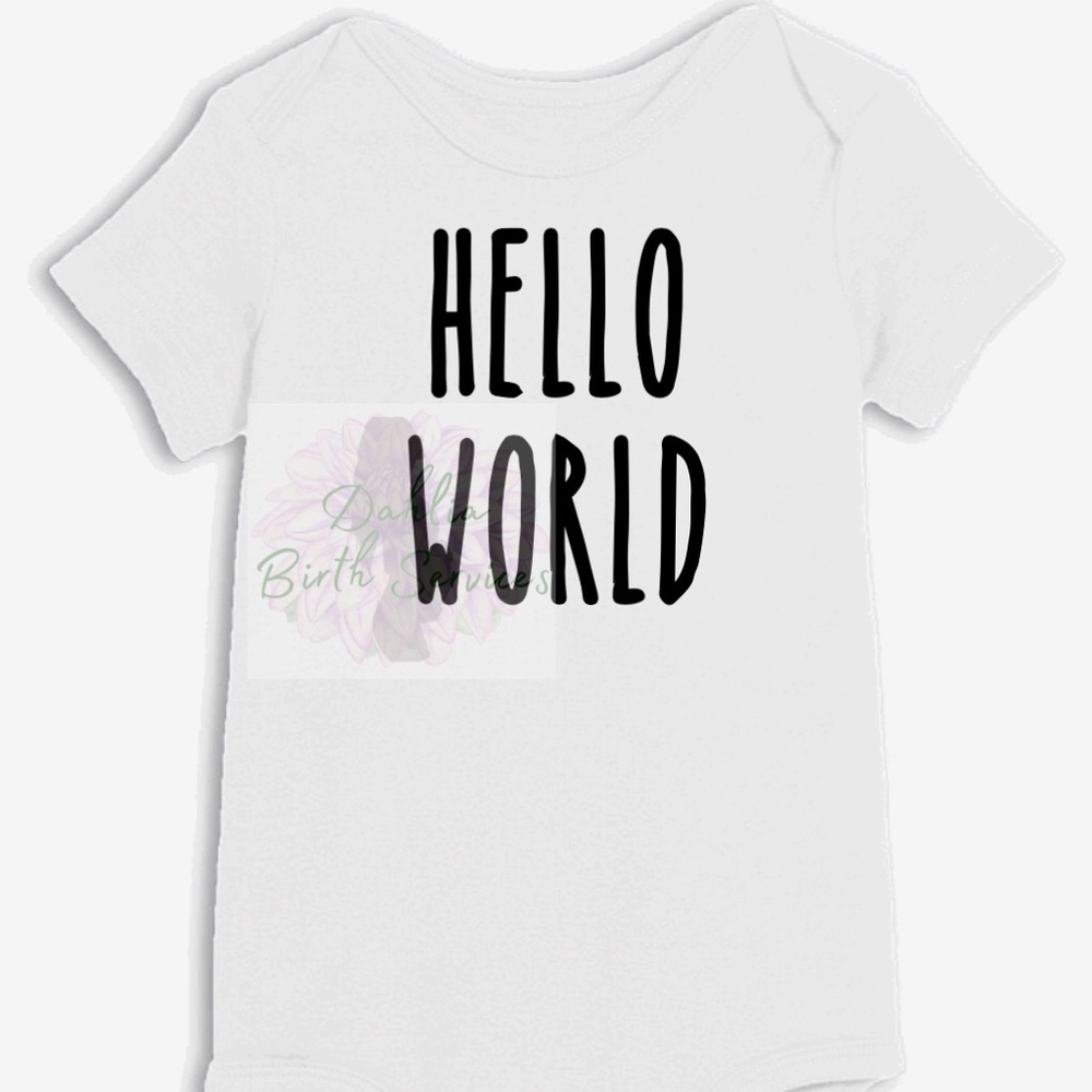 Hello world baby body suit
